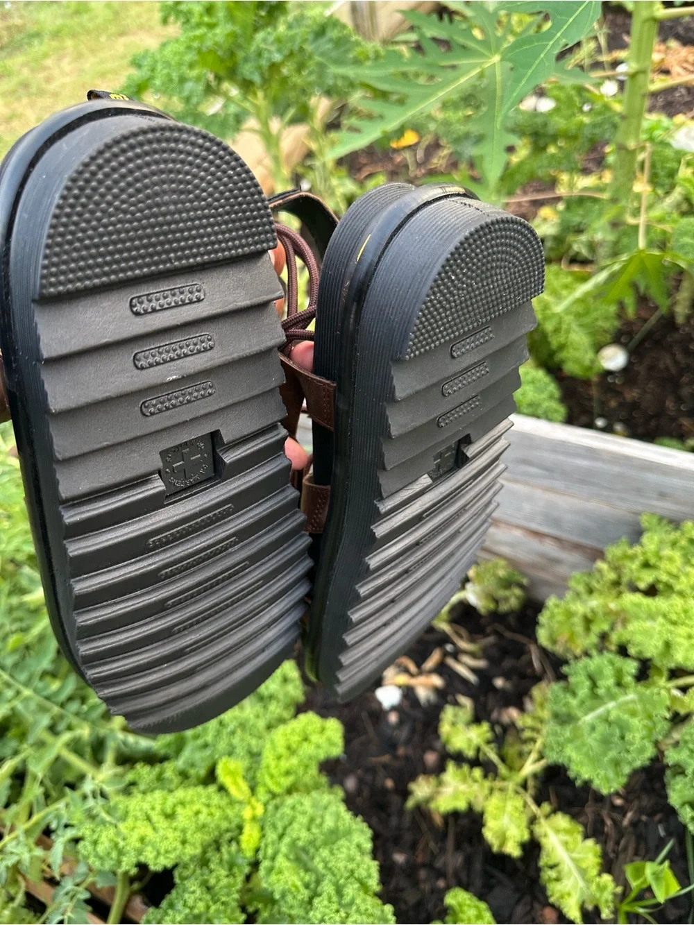 Dr. Martens Brown Leather Platform Gladiator Sandals